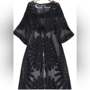 Black Sheer Lace Kimono